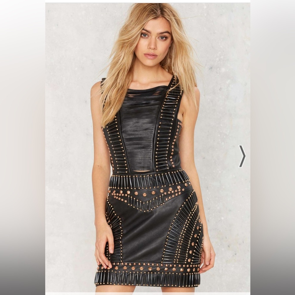 Nasty Gal Sweet Jane Embellished Leather Dress